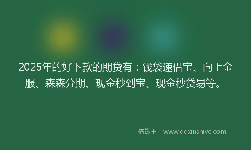 2025年的好下款的期贷有：钱袋速借宝、向上金服、森森分期、现金秒到宝、现金秒贷易等。