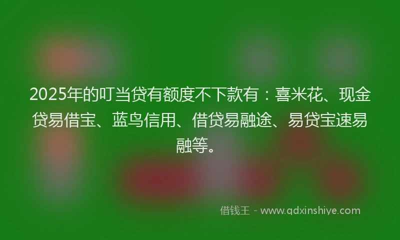 2025年的叮当贷有额度不下款有：喜米花、现金贷易借宝、蓝鸟信用、借贷易融途、易贷宝速易融等。