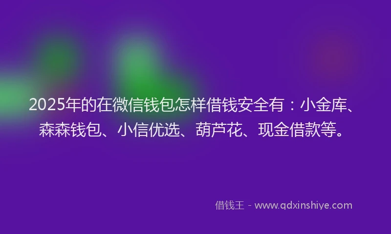 2025年的在微信钱包怎样借钱安全有：小金库、森森钱包、小信优选、葫芦花、现金借款等。