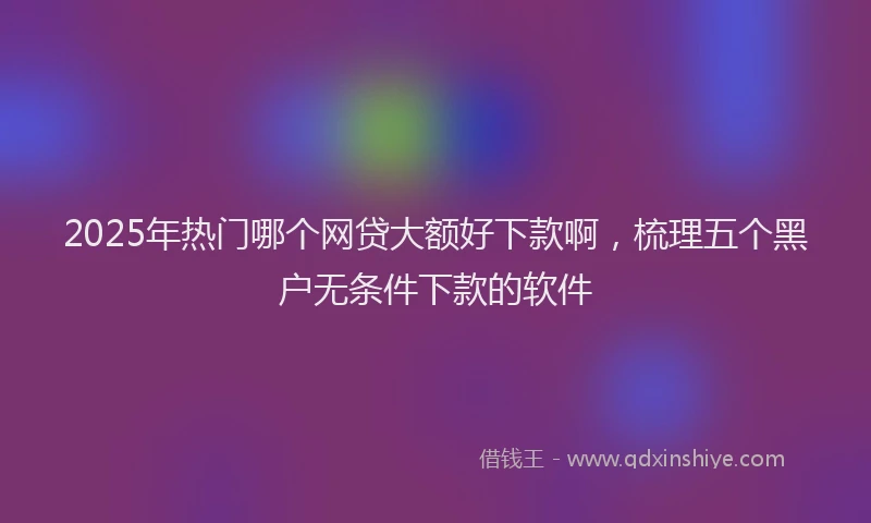2025年热门哪个网贷大额好下款啊，梳理五个黑户无条件下款的软件