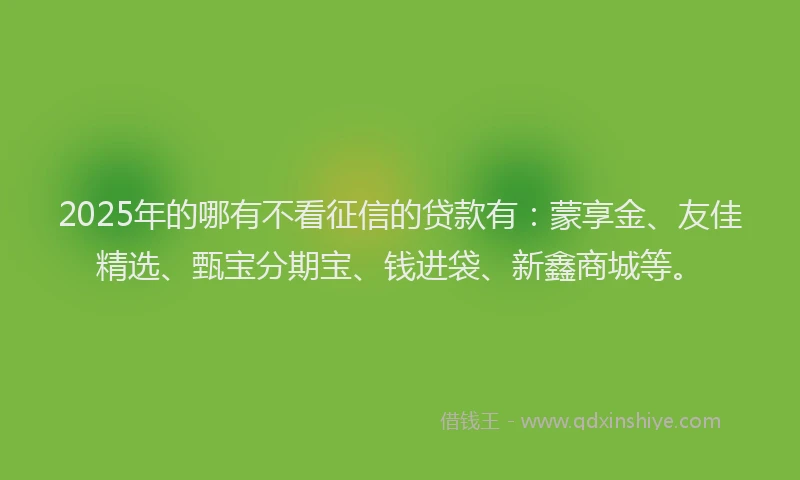 2025年的哪有不看征信的贷款有：蒙享金、友佳精选、甄宝分期宝、钱进袋、新鑫商城等。