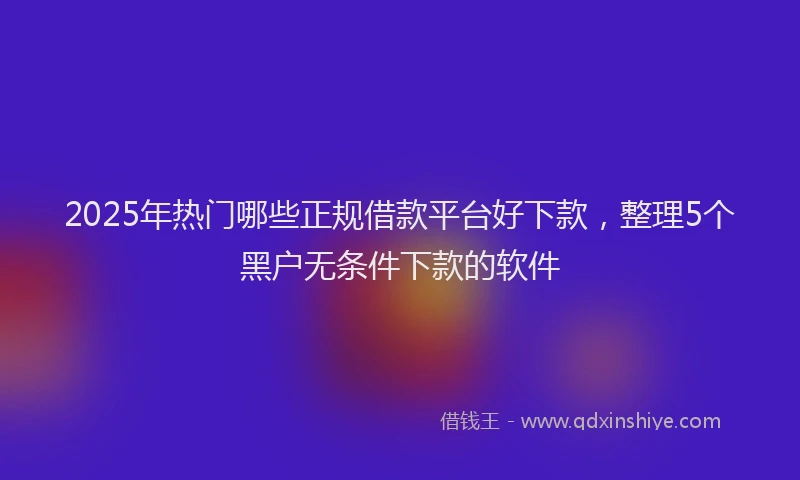 2025年热门哪些正规借款平台好下款，整理5个黑户无条件下款的软件