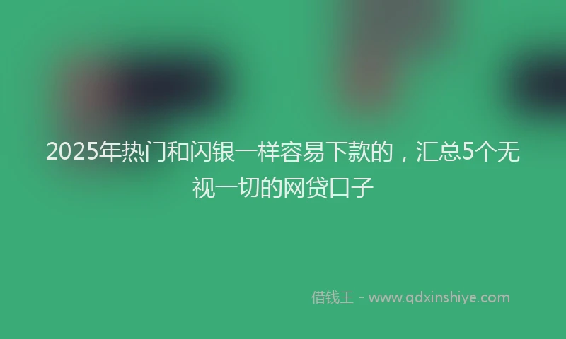 2025年热门和闪银一样容易下款的，汇总5个无视一切的网贷口子