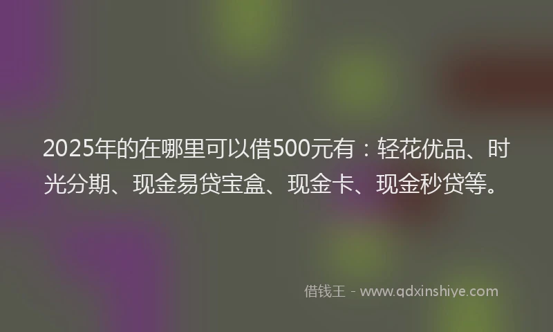 2025年的在哪里可以借500元有：轻花优品、时光分期、现金易贷宝盒、现金卡、现金秒贷等。