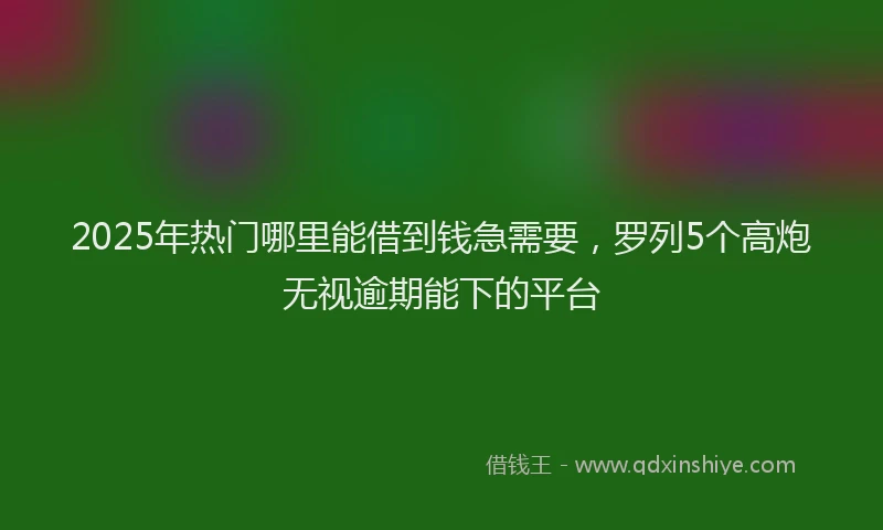 2025年热门哪里能借到钱急需要，罗列5个高炮无视逾期能下的平台