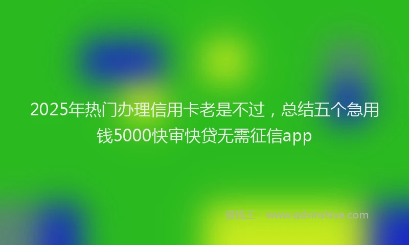 2025年热门办理信用卡老是不过，总结五个急用钱5000快审快贷无需征信app