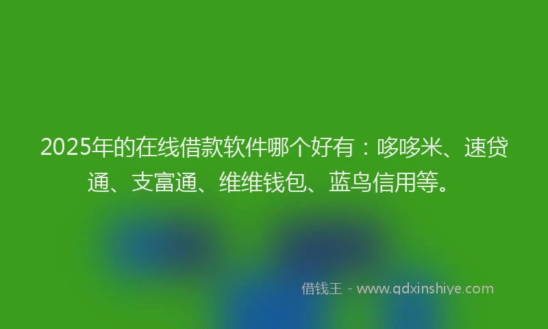 2025年的在线借款软件哪个好有：哆哆米、速贷通、支富通、维维钱包、蓝鸟信用等。