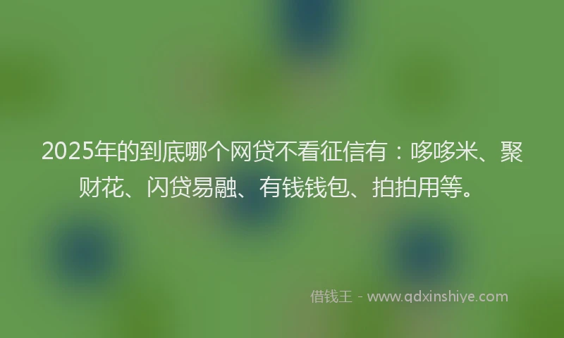 2025年的到底哪个网贷不看征信有：哆哆米、聚财花、闪贷易融、有钱钱包、拍拍用等。