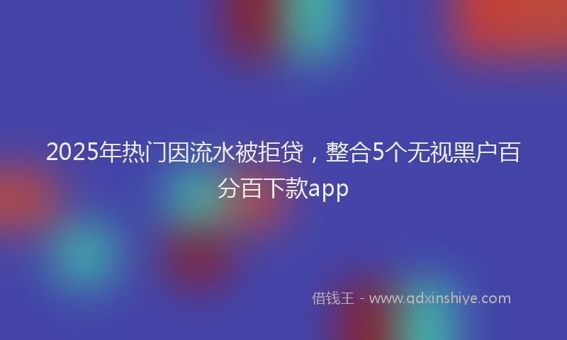 2025年热门因流水被拒贷，整合5个无视黑户百分百下款app