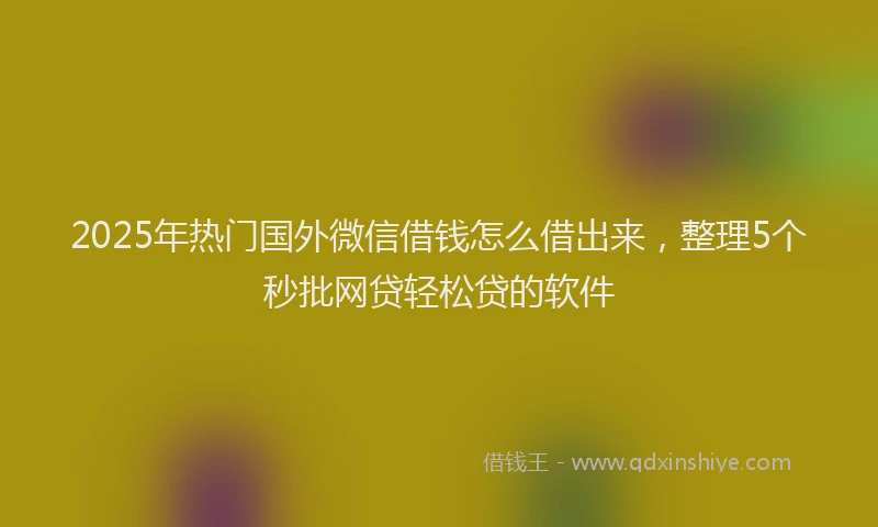 2025年热门国外微信借钱怎么借出来，整理5个秒批网贷轻松贷的软件