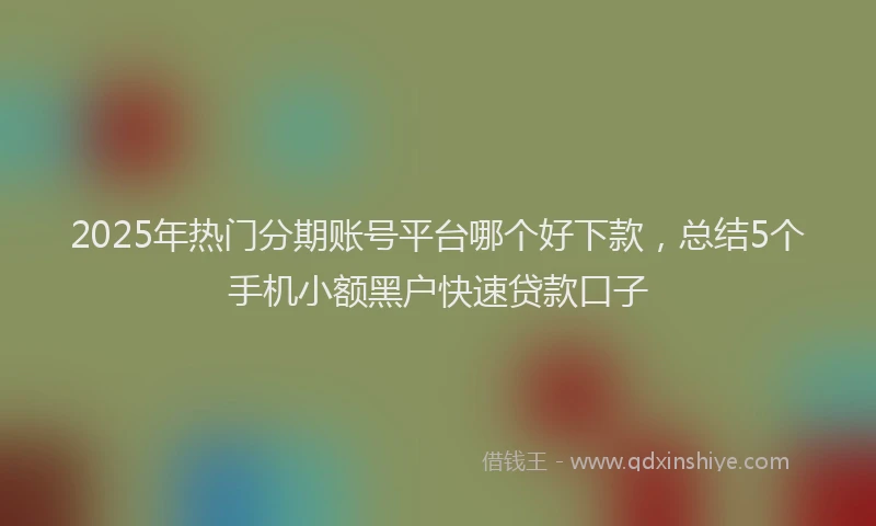 2025年热门分期账号平台哪个好下款，总结5个手机小额黑户快速贷款口子