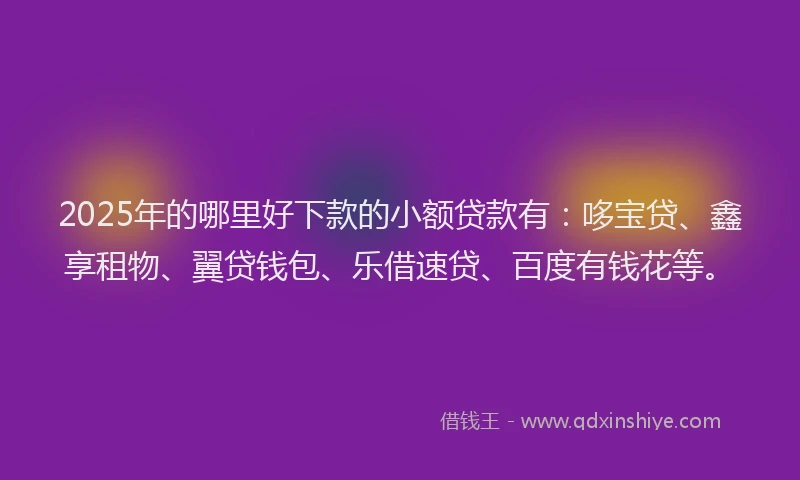 2025年的哪里好下款的小额贷款有：哆宝贷、鑫享租物、翼贷钱包、乐借速贷、百度有钱花等。