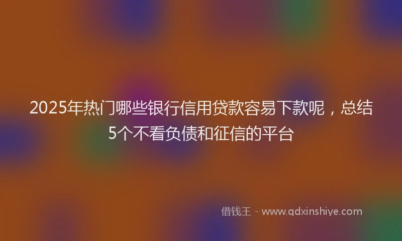 2025年热门哪些银行信用贷款容易下款呢，总结5个不看负债和征信的平台
