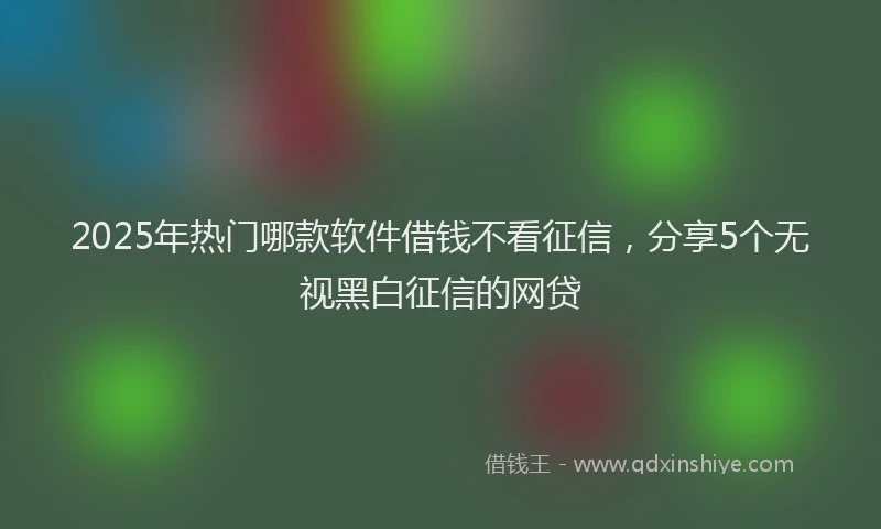 2025年热门哪款软件借钱不看征信，分享5个无视黑白征信的网贷