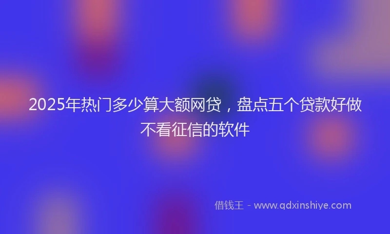 2025年热门多少算大额网贷，盘点五个贷款好做不看征信的软件