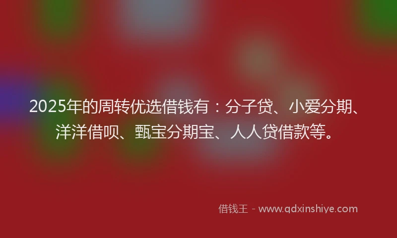 2025年的周转优选借钱有：分子贷、小爱分期、洋洋借呗、甄宝分期宝、人人贷借款等。