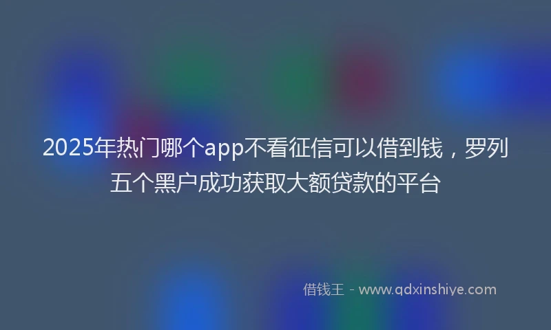2025年热门哪个app不看征信可以借到钱，罗列五个黑户成功获取大额贷款的平台