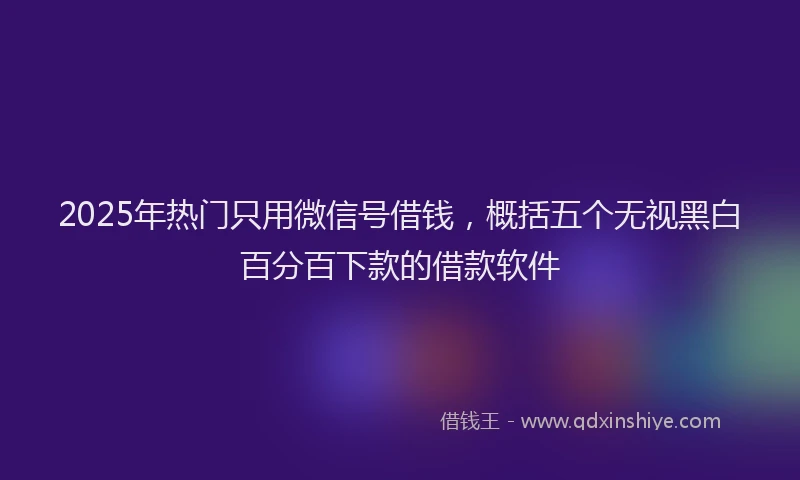 2025年热门只用微信号借钱，概括五个无视黑白百分百下款的借款软件