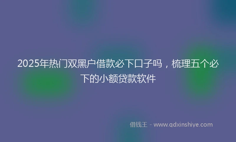 2025年热门双黑户借款必下口子吗，梳理五个必下的小额贷款软件