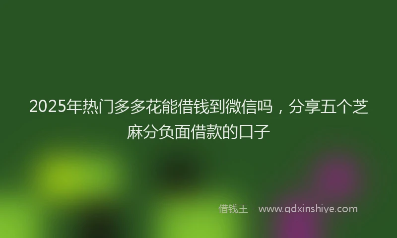 2025年热门多多花能借钱到微信吗，分享五个芝麻分负面借款的口子