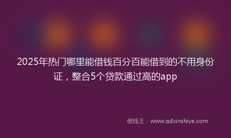 2025年热门哪里能借钱百分百能借到的不用身份证，整合5个贷款通过高的app