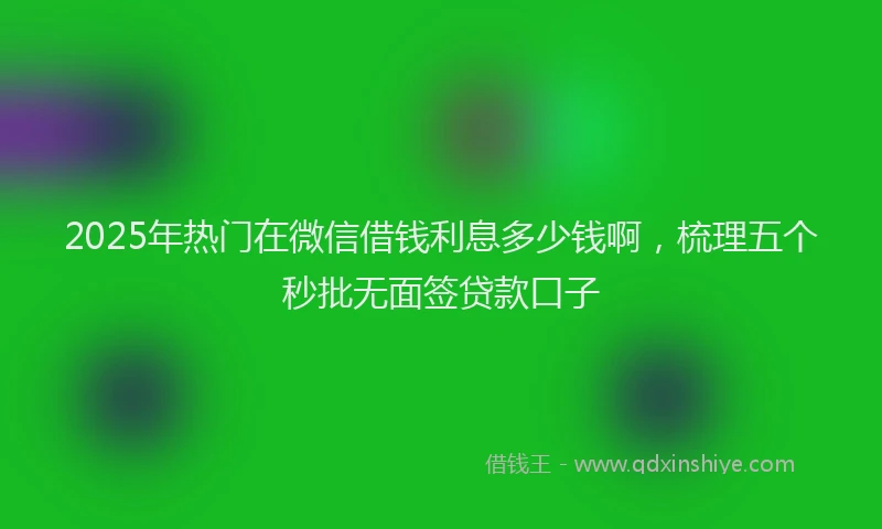 2025年热门在微信借钱利息多少钱啊，梳理五个秒批无面签贷款口子
