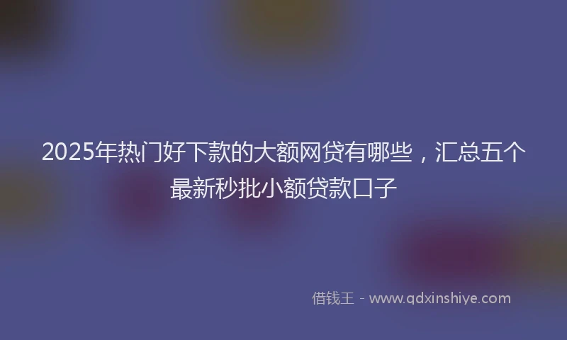 2025年热门好下款的大额网贷有哪些，汇总五个最新秒批小额贷款口子