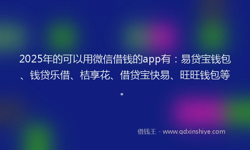 2025年的可以用微信借钱的app有：易贷宝钱包、钱贷乐借、桔享花、借贷宝快易、旺旺钱包等。