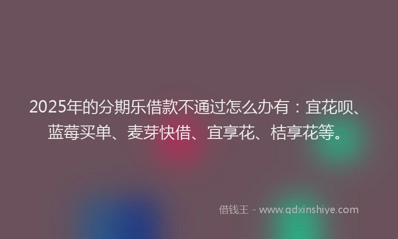 2025年的分期乐借款不通过怎么办有：宜花呗、蓝莓买单、麦芽快借、宜享花、桔享花等。