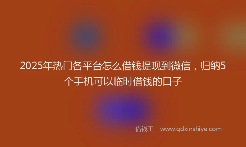 2025年热门各平台怎么借钱提现到微信，归纳5个手机可以临时借钱的口子
