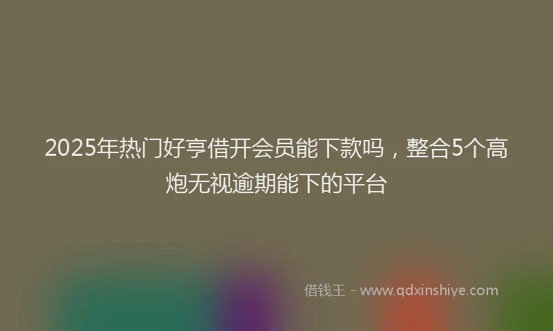 2025年热门好亨借开会员能下款吗，整合5个高炮无视逾期能下的平台