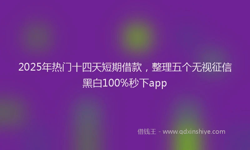 2025年热门十四天短期借款，整理五个无视征信黑白100%秒下app