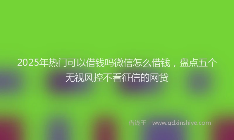 2025年热门可以借钱吗微信怎么借钱，盘点五个无视风控不看征信的网贷