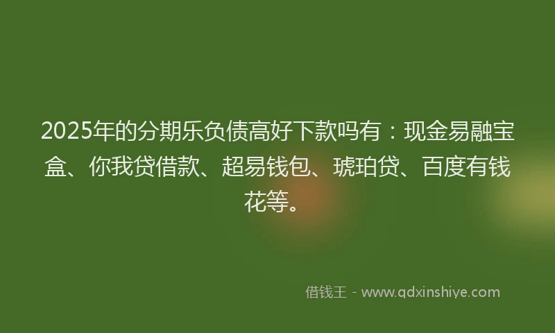 2025年的分期乐负债高好下款吗有：现金易融宝盒、你我贷借款、超易钱包、琥珀贷、百度有钱花等。