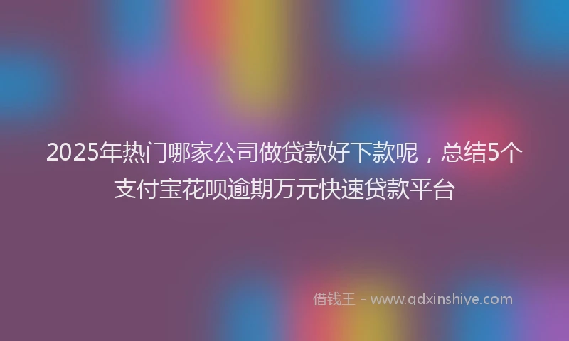 2025年热门哪家公司做贷款好下款呢，总结5个支付宝花呗逾期万元快速贷款平台