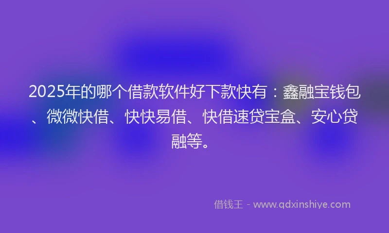 2025年的哪个借款软件好下款快有：鑫融宝钱包、微微快借、快快易借、快借速贷宝盒、安心贷融等。