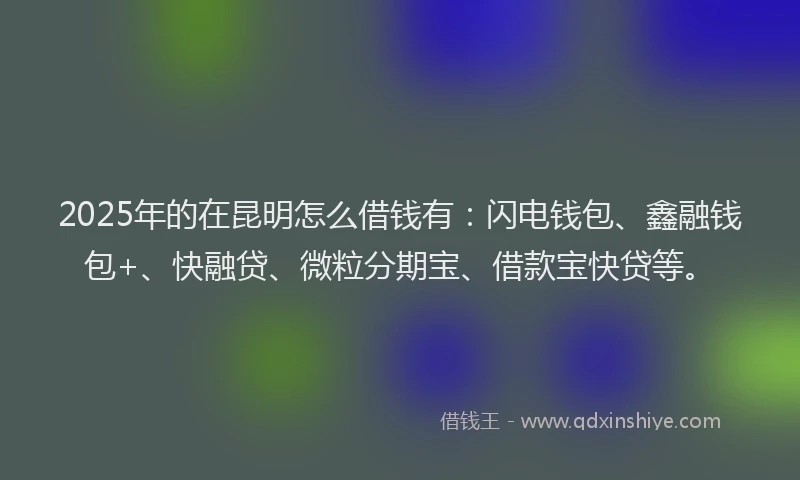 2025年的在昆明怎么借钱有：闪电钱包、鑫融钱包+、快融贷、微粒分期宝、借款宝快贷等。