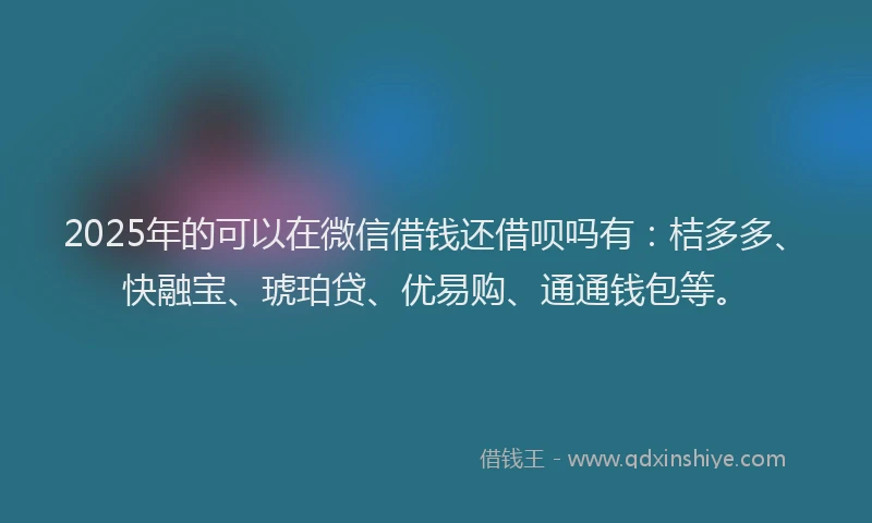 2025年的可以在微信借钱还借呗吗有：桔多多、快融宝、琥珀贷、优易购、通通钱包等。