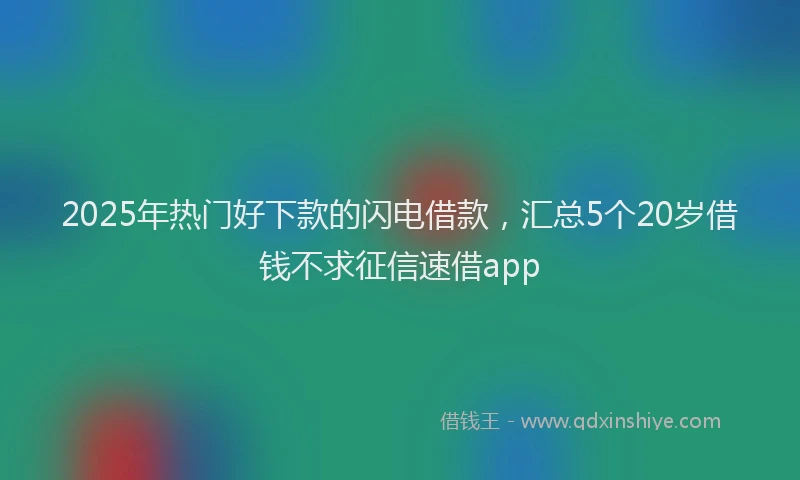 2025年热门好下款的闪电借款，汇总5个20岁借钱不求征信速借app