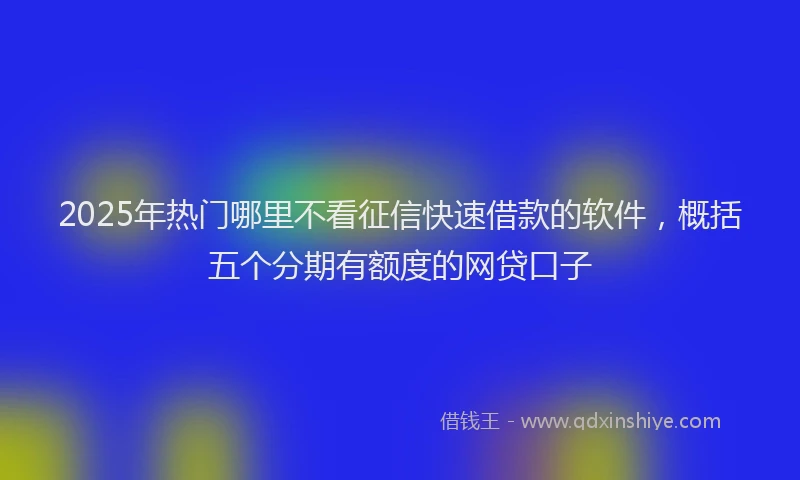 2025年热门哪里不看征信快速借款的软件，概括五个分期有额度的网贷口子