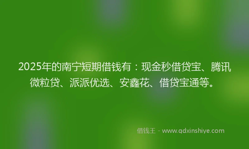 2025年的南宁短期借钱有：现金秒借贷宝、腾讯微粒贷、派派优选、安鑫花、借贷宝通等。