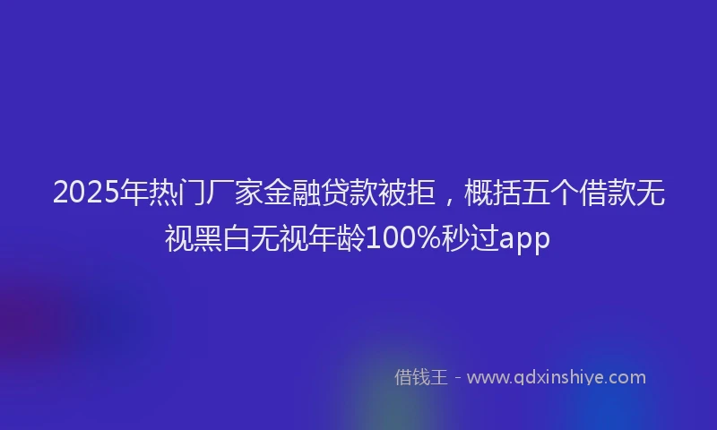 2025年热门厂家金融贷款被拒，概括五个借款无视黑白无视年龄100%秒过app
