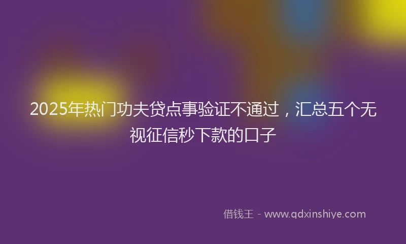 2025年热门功夫贷点事验证不通过，汇总五个无视征信秒下款的口子