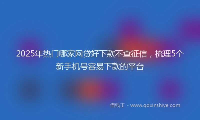 2025年热门哪家网贷好下款不查征信，梳理5个新手机号容易下款的平台