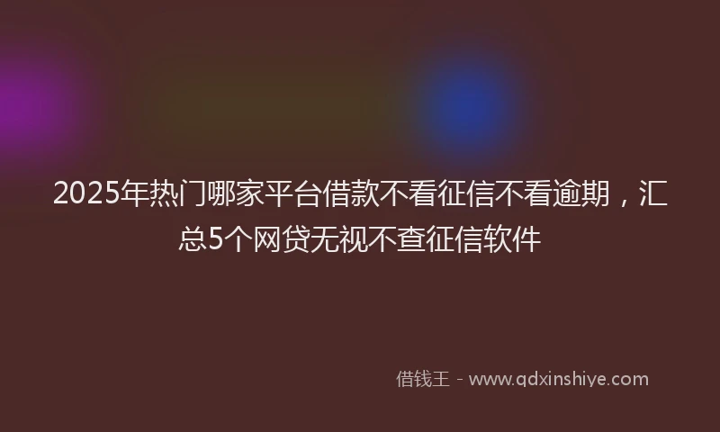 2025年热门哪家平台借款不看征信不看逾期，汇总5个网贷无视不查征信软件
