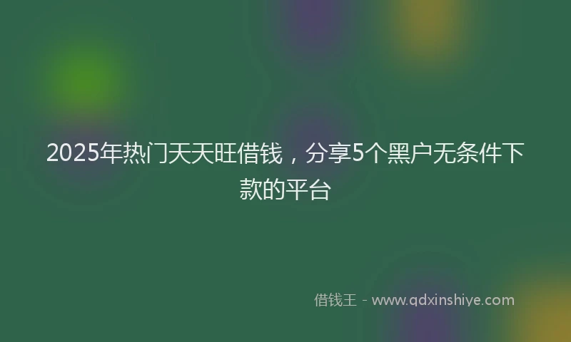 2025年热门天天旺借钱，分享5个黑户无条件下款的平台