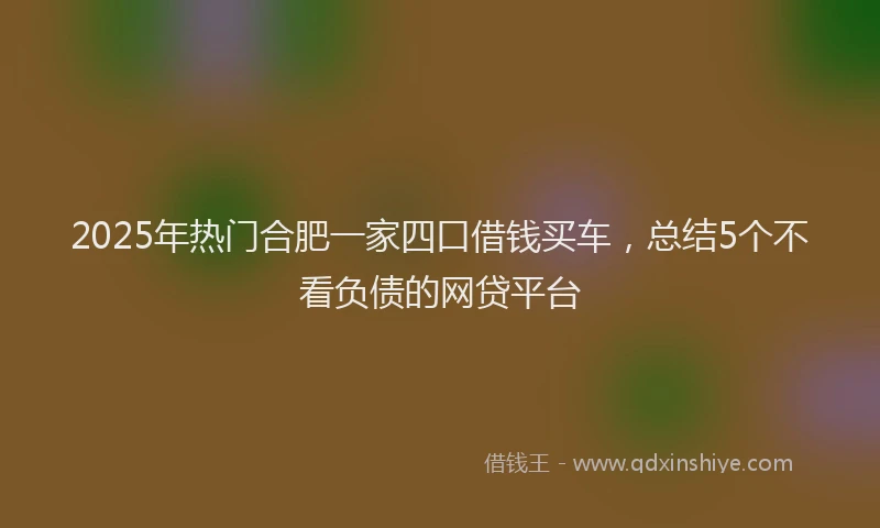 2025年热门合肥一家四口借钱买车，总结5个不看负债的网贷平台