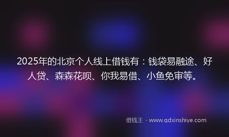 2025年的北京个人线上借钱有：钱袋易融途、好人贷、森森花呗、你我易借、小鱼免审等。