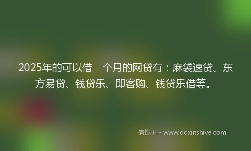 2025年的可以借一个月的网贷有：麻袋速贷、东方易贷、钱贷乐、即客购、钱贷乐借等。