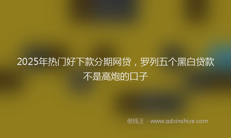 2025年热门好下款分期网贷，罗列五个黑白贷款不是高炮的口子